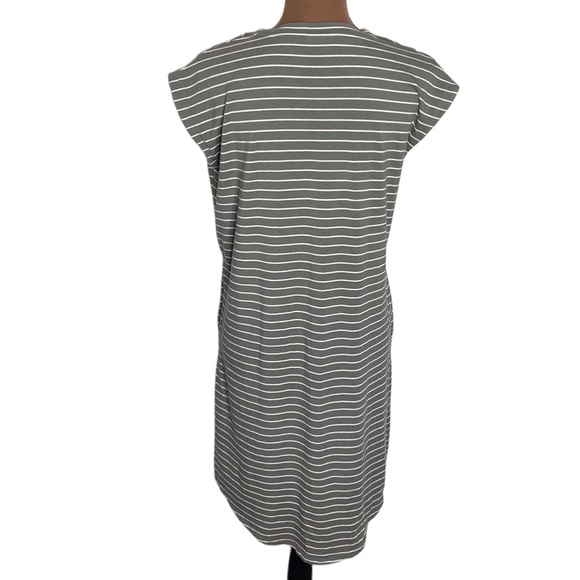 J Jill v-neck cap sleeve striped midi jersey knit t-shirt dress with pockets XS - Picture 2 of 9
